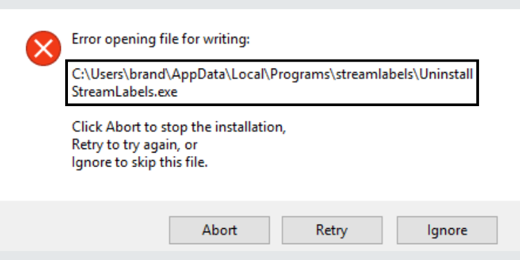 error opening file