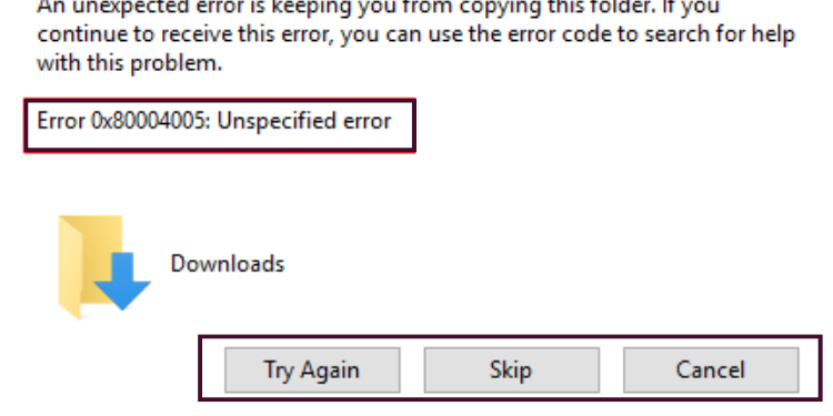 unspecified error